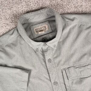 Duluth Trading Co 2XL Tall Mens Sage Green Stretch Button Down Shirt